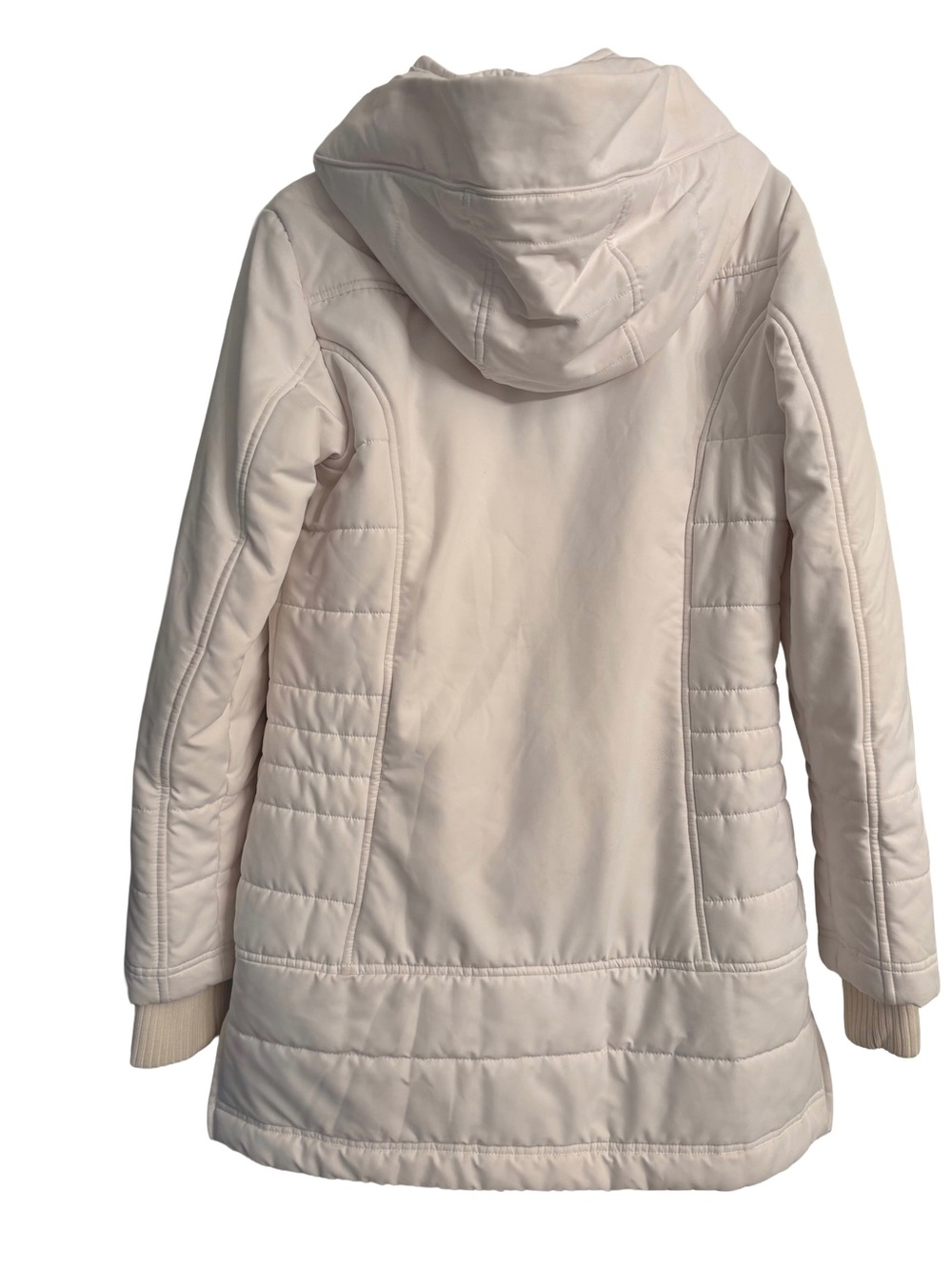 Lolë White Cream Quilted Hooded Mid-Length Puffer Jacket Coat - Picture 3 of 9
